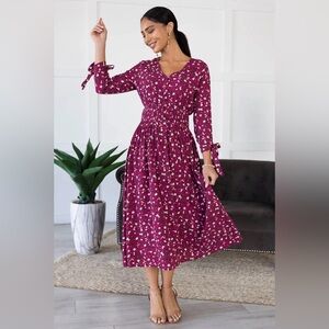 Reborn J Long Sleeve Floral Dress in Pink